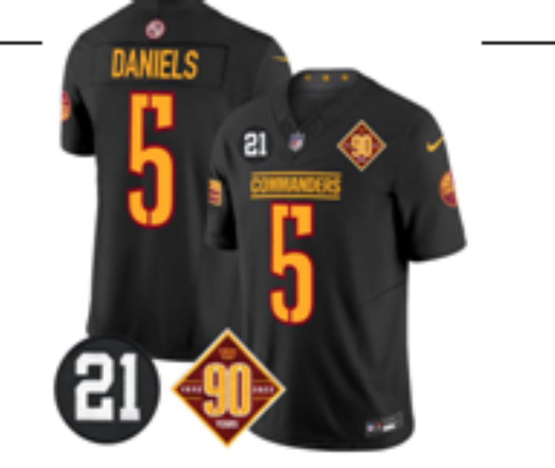 Men 2025 Washington Redskins #5 Daniels black Third Generation Nike Limited NFL Jersey style 01